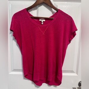 Joie 100% linen hot pink short sleeve shirt